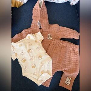 Disney Baby Winnie the Pooh Quilted Outfit - Cream and Brown
